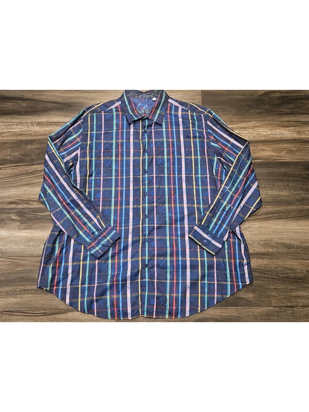 Robert Graham Dress Shirt Men 4XLT Plaid Classic Fit Paisley Flip Cuffs Button